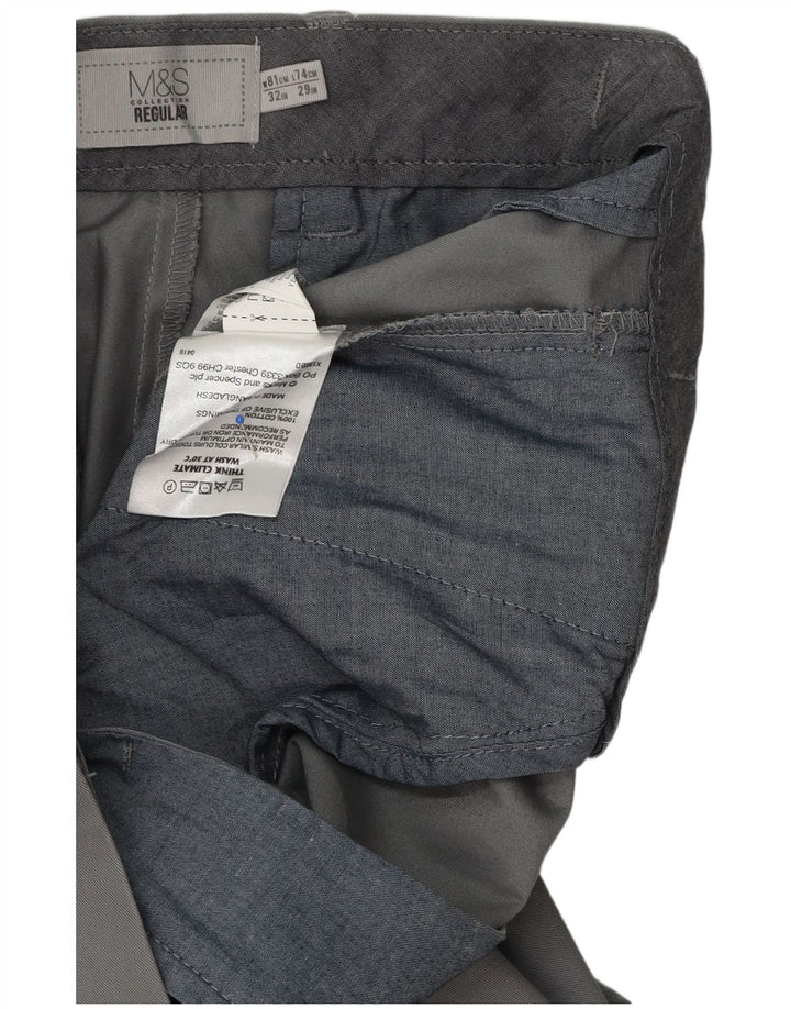 Gerade Herren-Anzughose von Marks & Spencer, W32, L29, graue Baumwolle