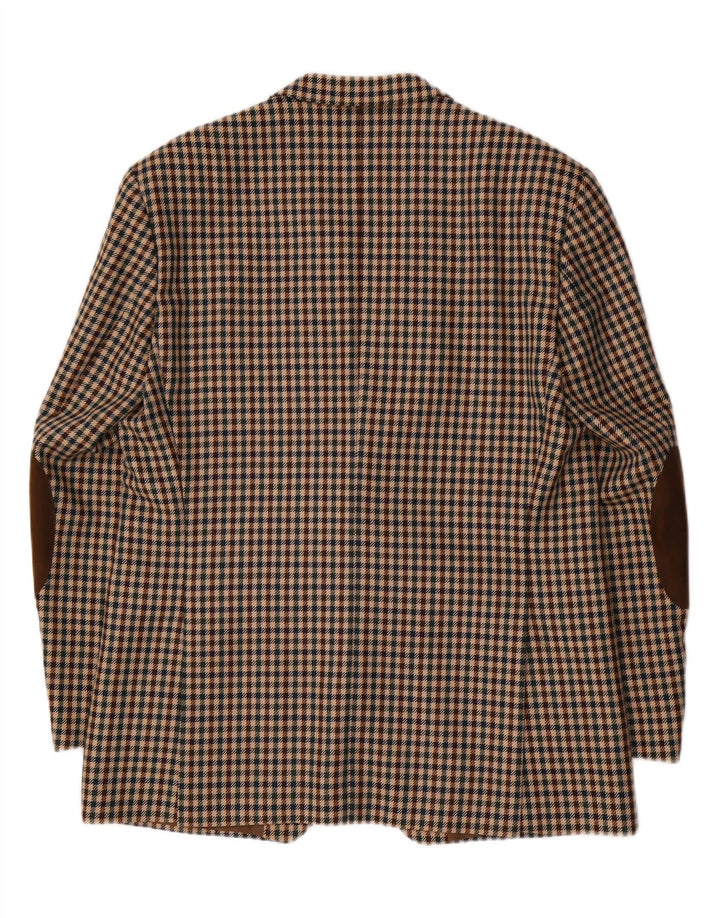 Piattelli Herren-Blazer mit 2 Knöpfen, IT 54 2XL, braune Wolle mit Hahnentrittmuster