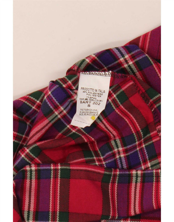 Vintage Damen Mini Faltenrock Klein W25 Rot Kariert Polyester