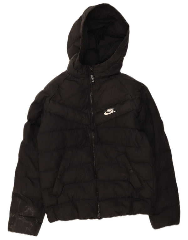 Nike Wattierte Jacke mit Kapuze für Jungen, 12–13 Jahre, Größe L, Schwarz, Polyester
