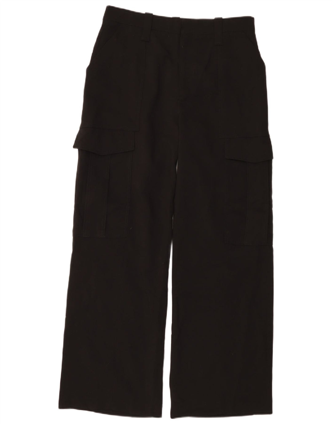 Zara Damen-Cargohose mit weitem Bein, mittelgroß, W28, L30, Schwarz