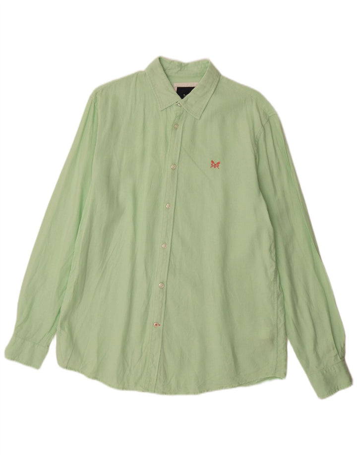 Crew Clothing Herrenhemd Mittelgrünes Leinen