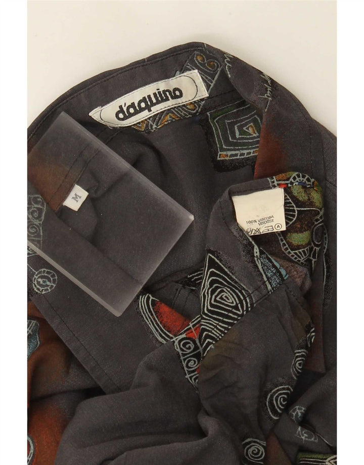 Vintage Herren-Hemd mit abstraktem Muster, mittelgraue Viskose