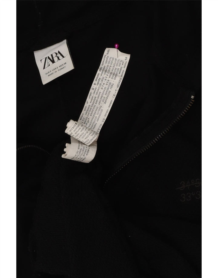 Zara Herren-Kapuzenpullover mit Reißverschluss, klein, schwarze Baumwolle
