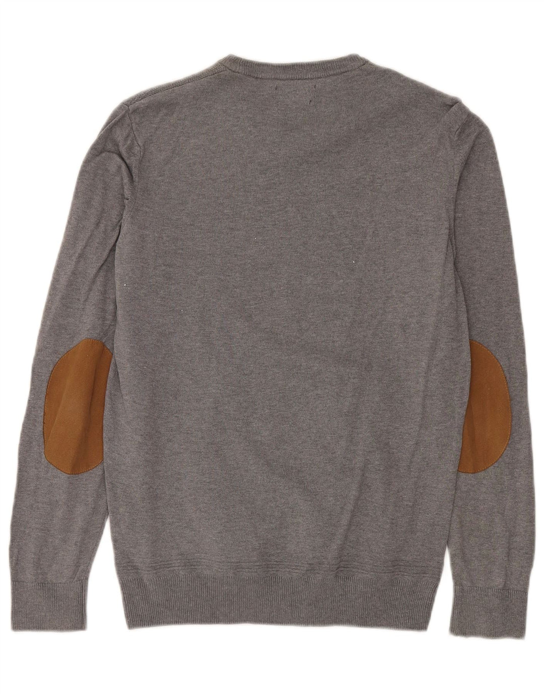 Zara Herren-Pullover mit Rundhalsausschnitt, mittelgraue Baumwolle