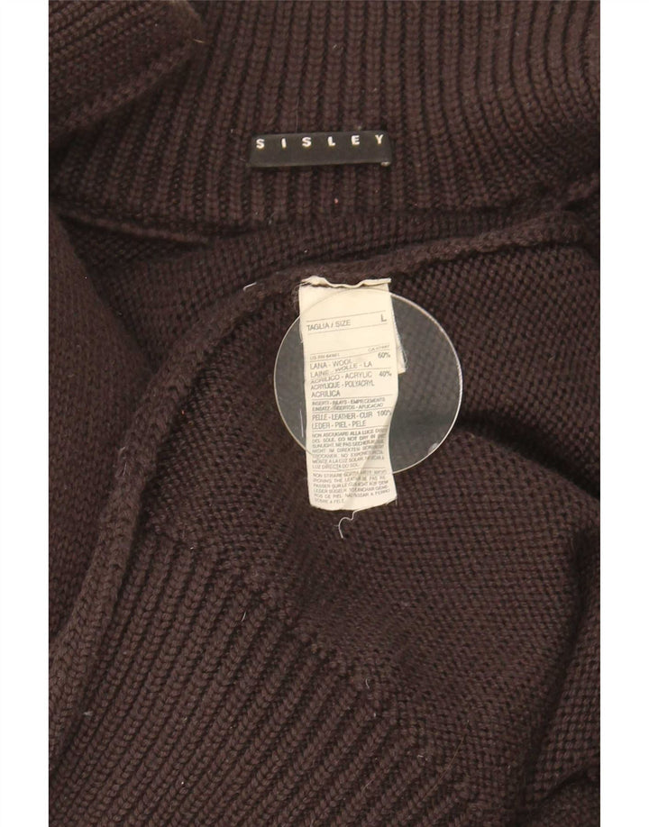 Sisley Herren-Strickjacke, große braune Wolle