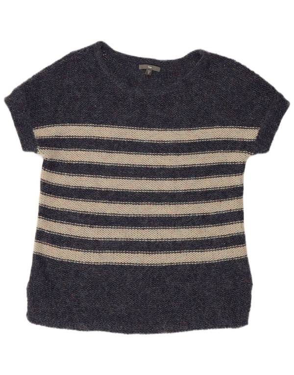 Gap Damen-Pullover, kurzärmelig, Rundhalsausschnitt, Gr. 6, XS, Marineblau gestreift
