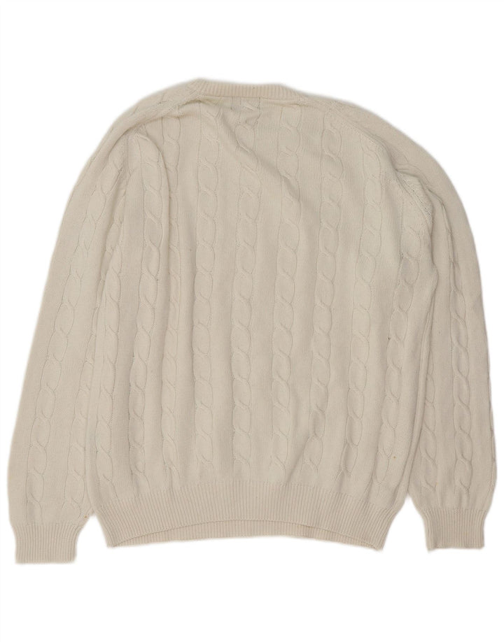 KAPPA Herren-Pullover mit Rundhalsausschnitt, groß, aus weißer Baumwolle