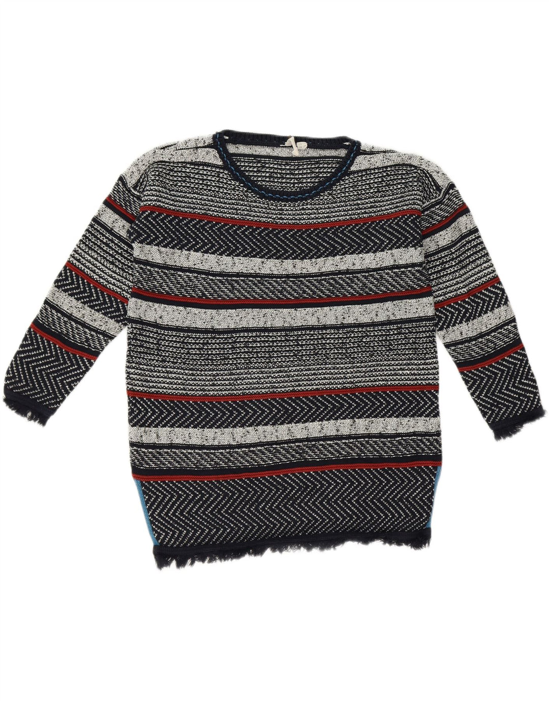 WHITE STUFF Womens Crew Neck Jumper Sweater UK 10 Small Black Striped Vintage White Stuff and Second-Hand White Stuff from Messina Hembry 
