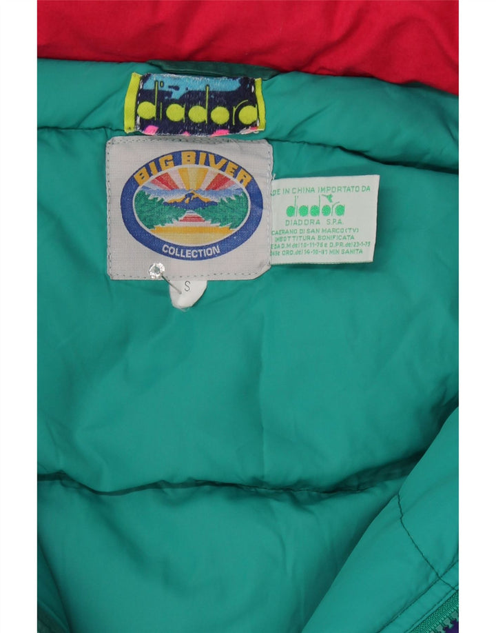 DIADORA Mens Oversized Padded Jacket UK 36 Small Green Colourblock Cotton Vintage Diadora and Second-Hand Diadora from Messina Hembry 