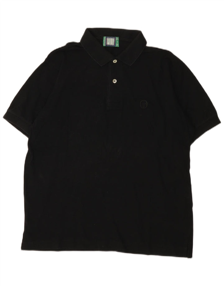 Sergio Tacchini Herren Poloshirt IT 48 Medium Schwarz Baumwolle