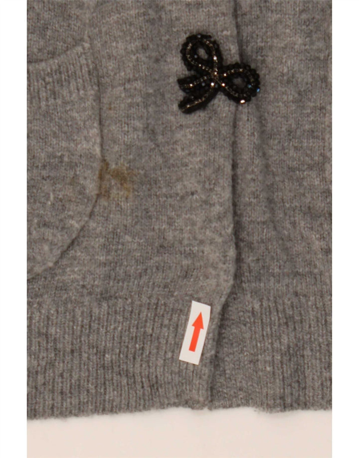 Zara Damen-Cardigan-Pullover UK 14 Large Graues Polyamid
