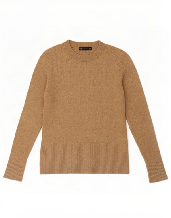 Marks & Spencer Damen-Pullover mit Rundhalsausschnitt, UK 12, mittelbeige Viskose
