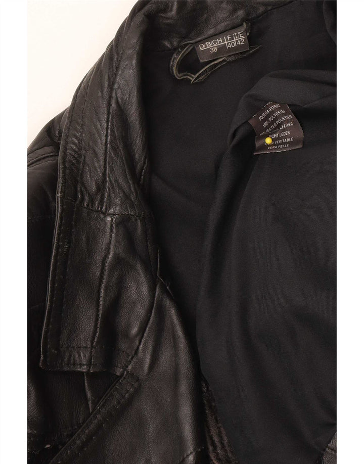 Vintage Damen Biker Lederjacke IT 42 Mittelschwarzes Leder