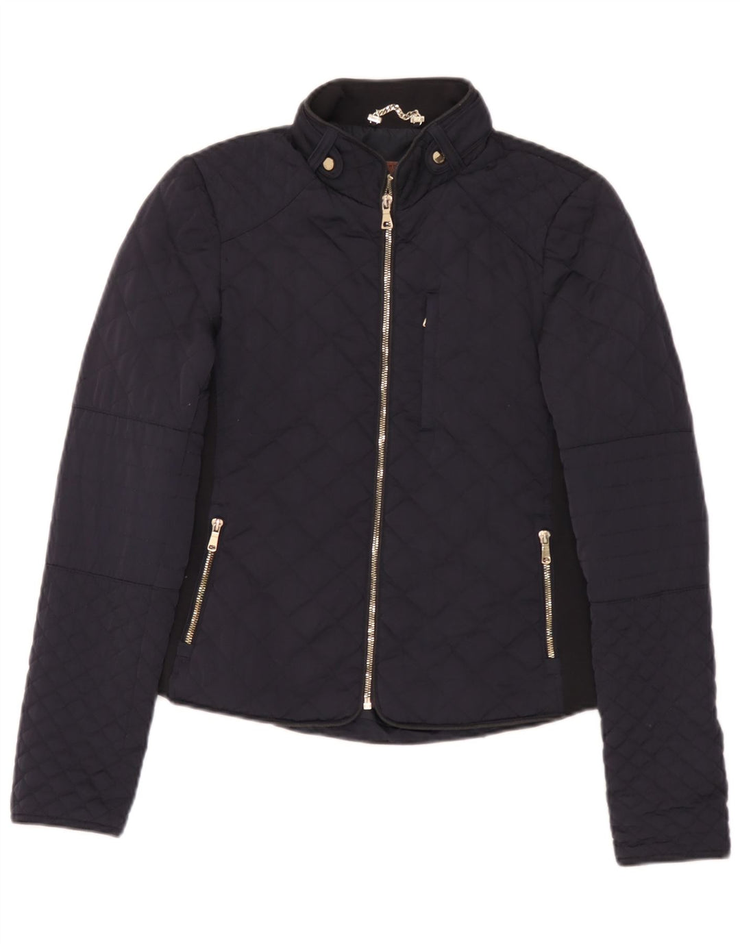 Zara Damen Steppjacke UK 12 Medium Marineblau Polyester