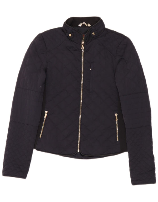 Zara Damen Steppjacke UK 12 Medium Marineblau Polyester
