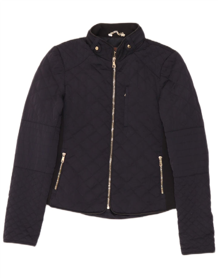 Zara Damen Steppjacke UK 12 Medium Marineblau Polyester
