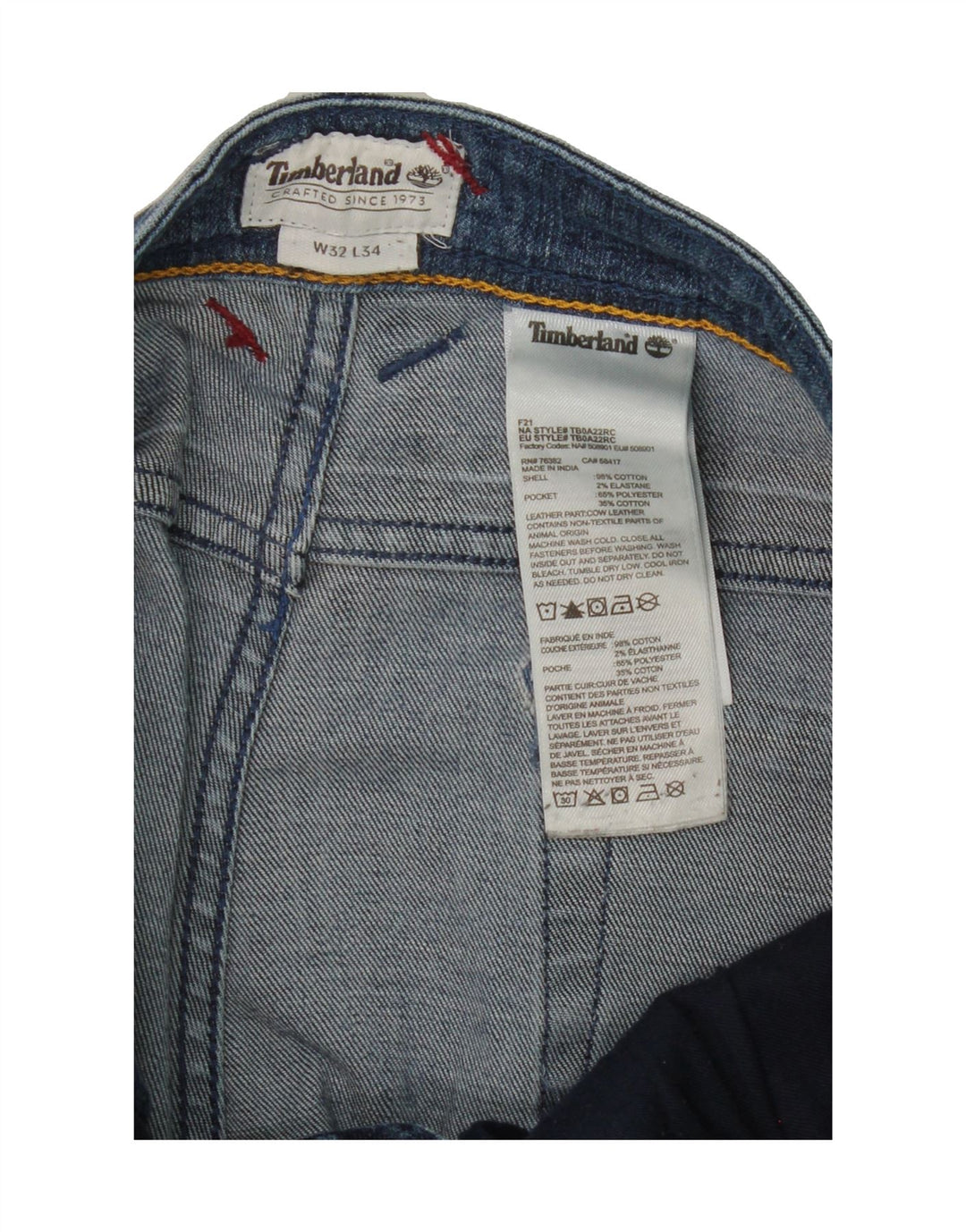 TIMBERLAND Mens Slim Jeans W32 L34 Blue Cotton Vintage Timberland and Second-Hand Timberland from Messina Hembry 