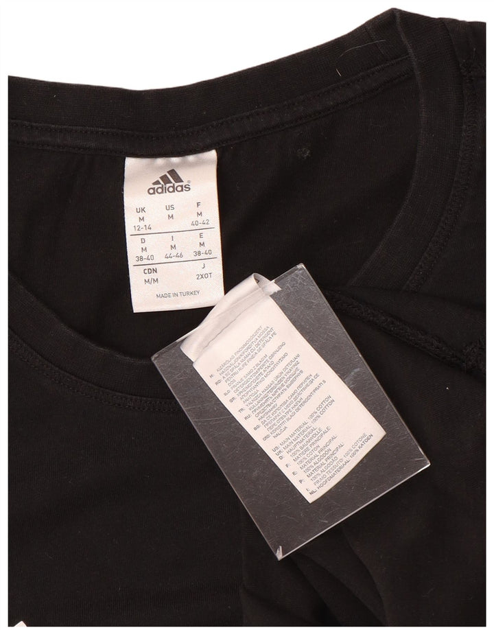 Adidas Damen Graphic T-Shirt Top UK 12/14 Medium Schwarz