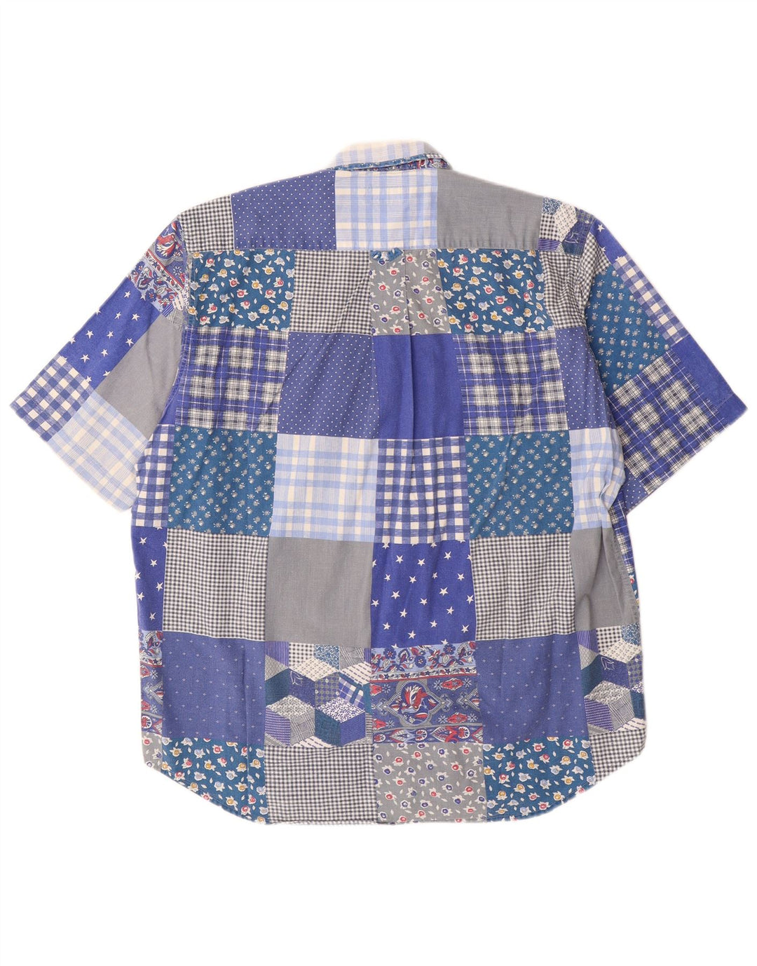 Sergio Tacchini Herren-Kurzarmhemd, groß, blau, Patchwork