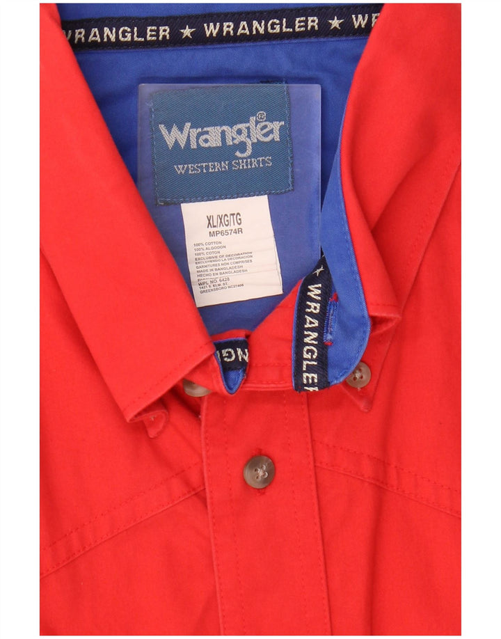 Wrangler Herren-Kurzarmhemd XL aus roter Baumwolle