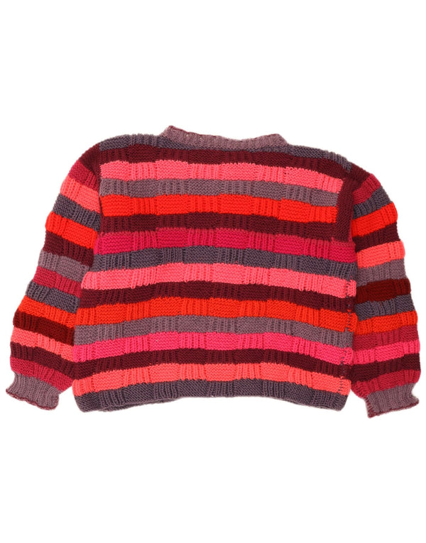 Vintage Damen Rollkragenpullover Pullover UK 16 Groß Mehrfarbig gestreift