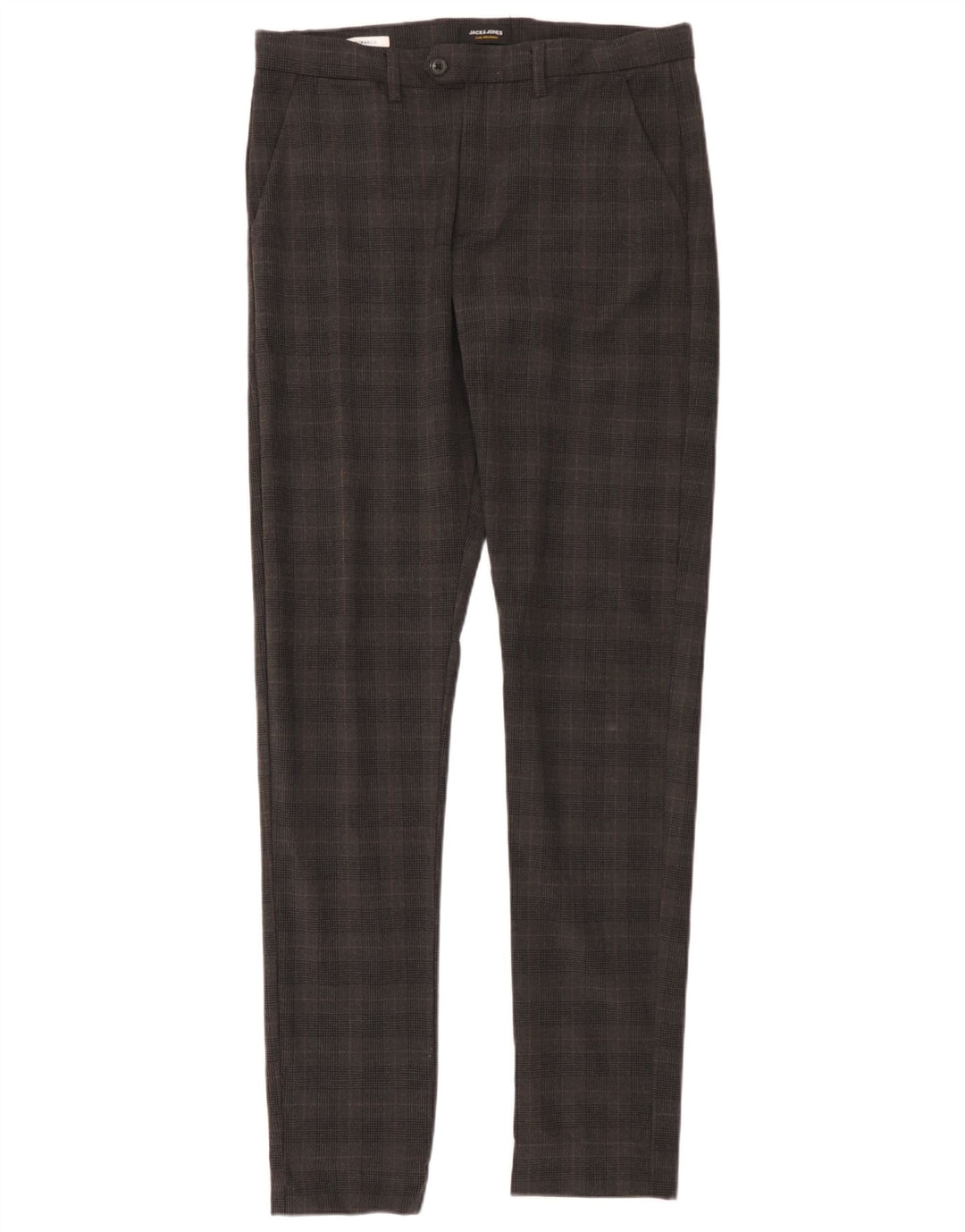 Jack & Jones Herren Marco Slim Chinohose W33 L36 Grau kariertes Polyester