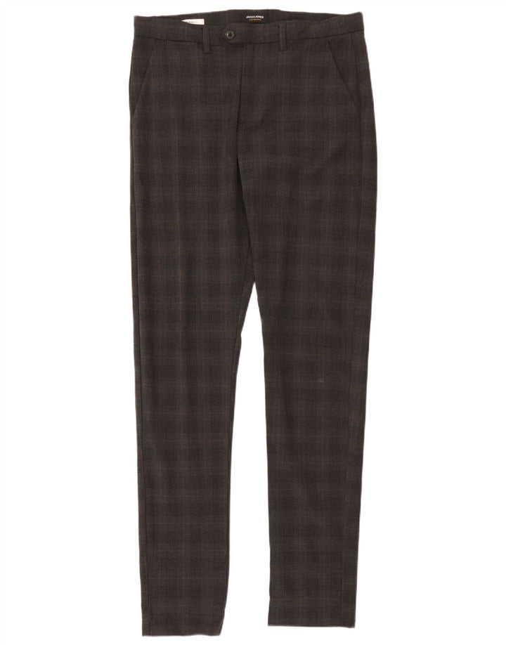 Jack & Jones Herren Marco Slim Chinohose W33 L36 Grau kariertes Polyester