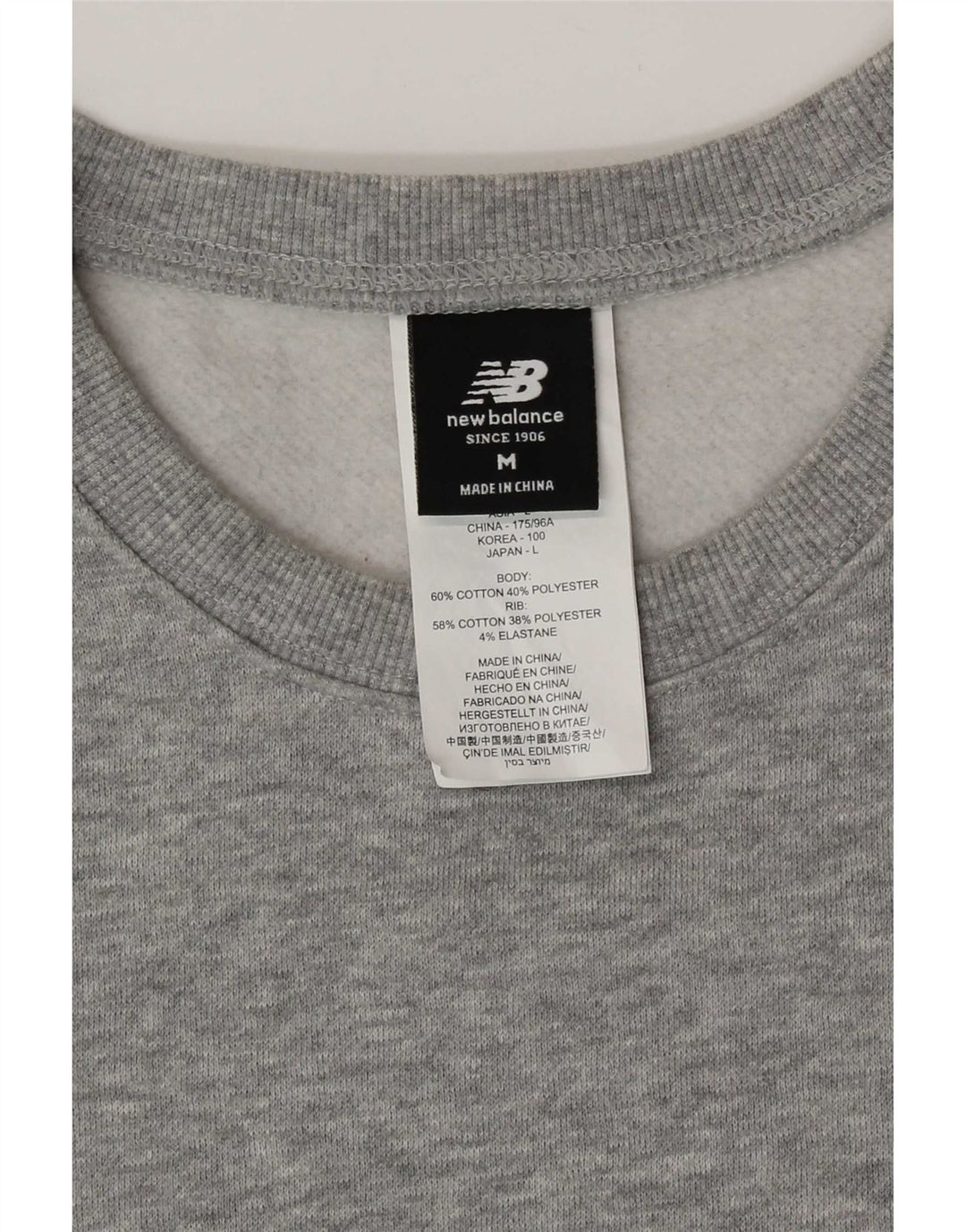 New Balance Herren-Sweatshirt-Pullover aus mittelgrauer Baumwolle