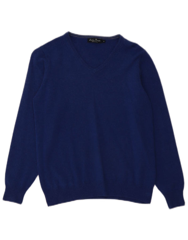 James Pringle Damen-Pullover mit V-Ausschnitt, UK 10, Größe S, blau, Kaschmir