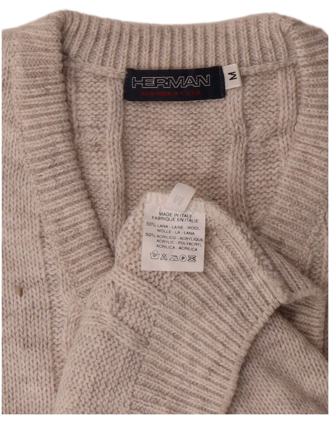 Herman Herren-Pullover mit V-Ausschnitt aus mittelgrauer Wolle