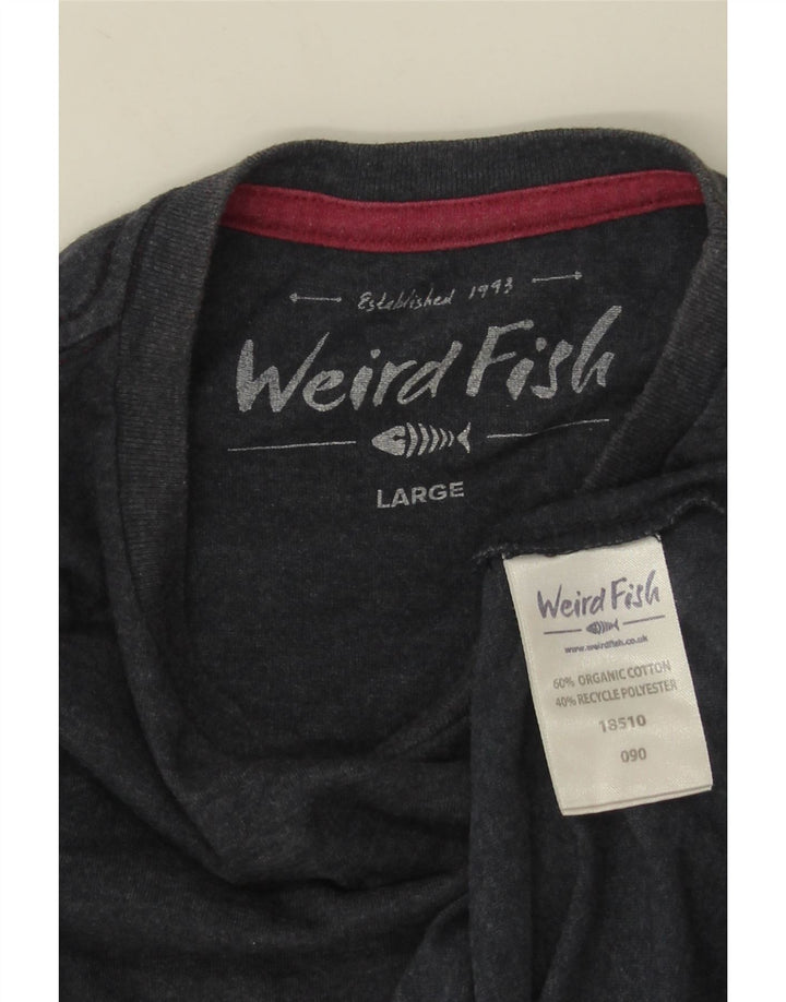 WEIRD FISH Herren T-Shirt Top Large Marineblau Baumwolle