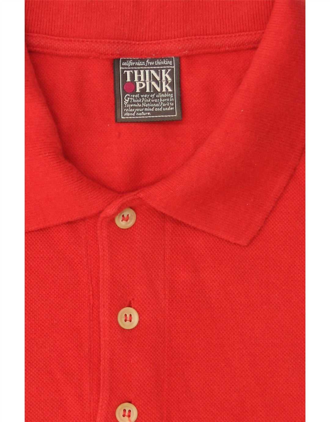 THINK PINK Mens Polo Shirt Large Red Cotton Vintage Think Pink and Second-Hand Think Pink from Messina Hembry 