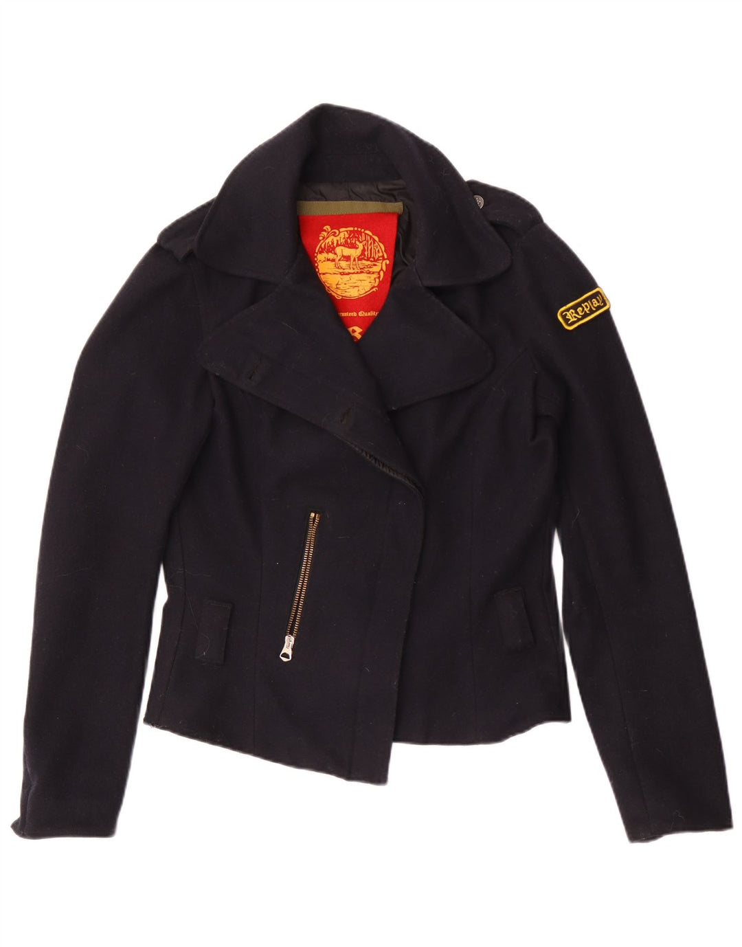 Replay Damen-Blazer-Jacke, UK 16, große marineblaue Wolle