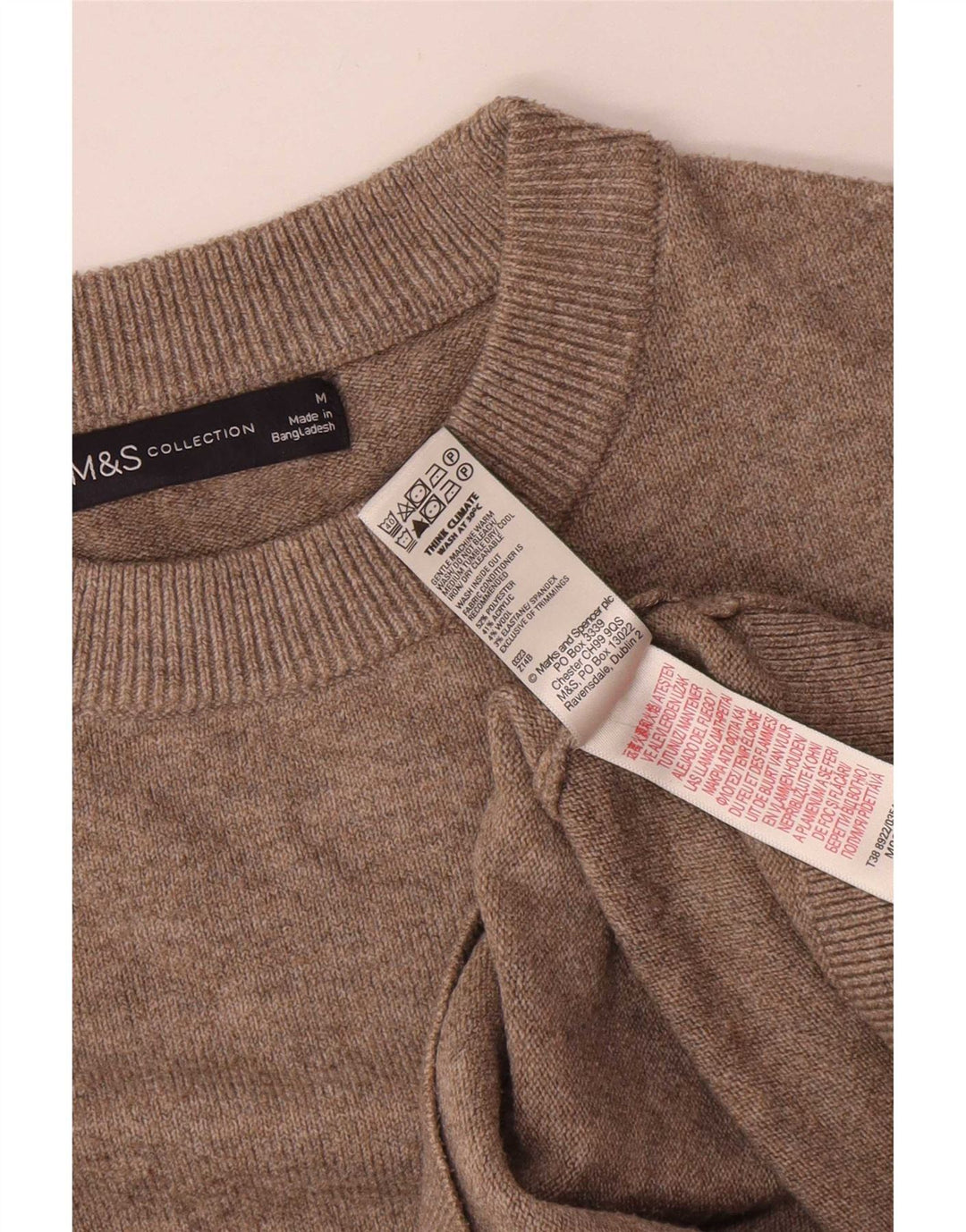 Marks & Spencer Damen-Pullover mit Rundhalsausschnitt, UK 14, Mittelgrau, Polyester