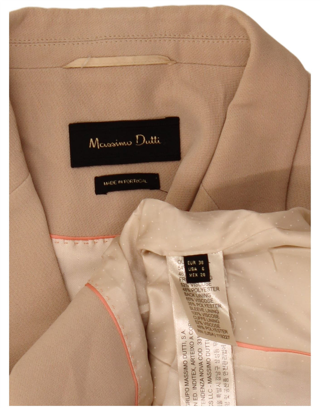 Massimo Dutti Damen 1-Knopf-Blazerjacke EU 38 Small Beige Acryl