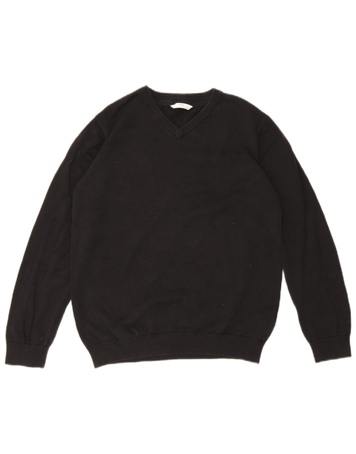 Marks & Spencer Jungen-Pullover mit V-Ausschnitt, 13–14 Jahre, schwarze Baumwolle