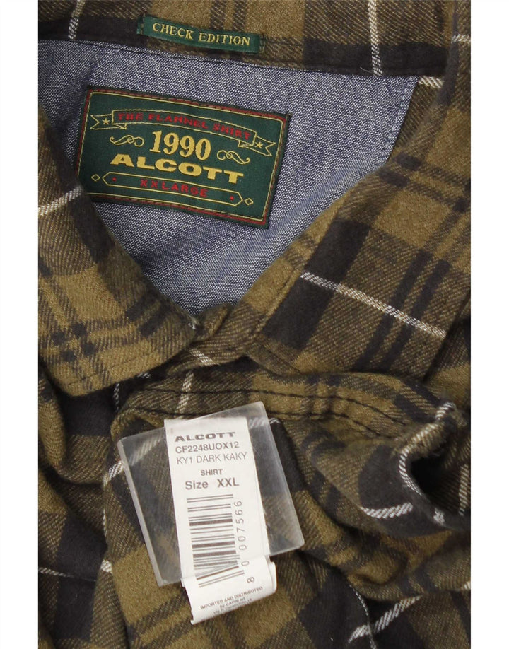 Alcott Herren-Flanellhemd, 2XL, Khaki, kariert, Baumwolle