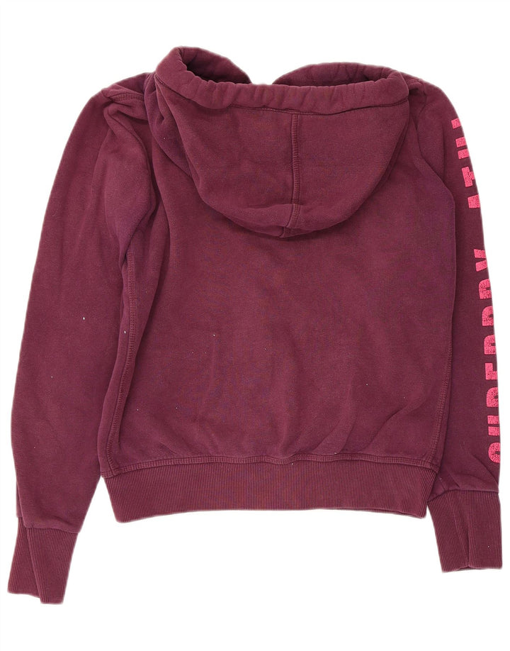 Superdry Damen-Kapuzenpullover mit grafischem Reißverschluss, UK 14, mittleres Kastanienbraun, Baumwolle