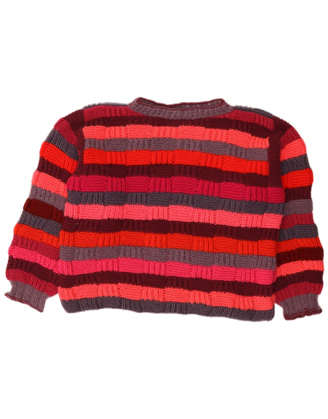 Vintage Damen Rollkragenpullover Pullover UK 16 Groß Mehrfarbig gestreift