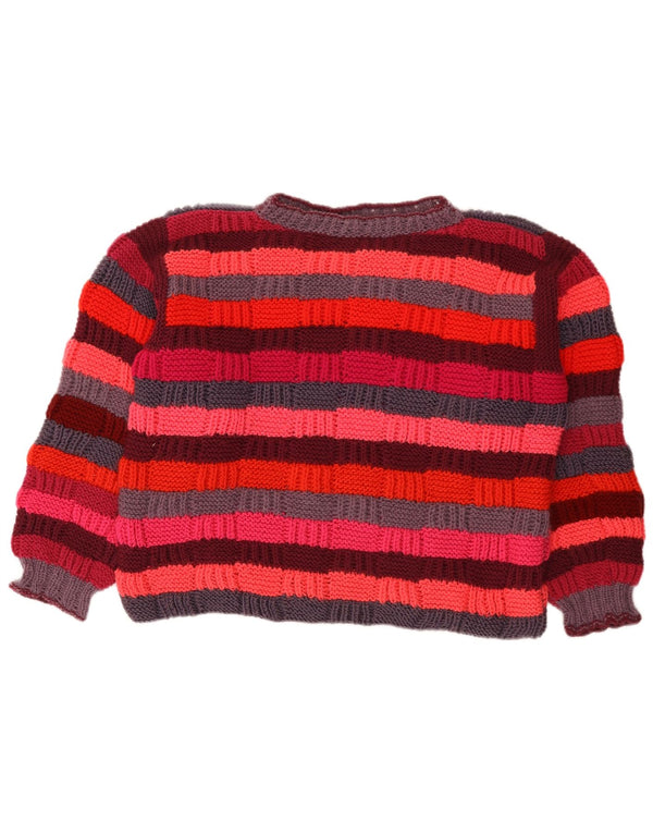 Vintage Damen Rollkragenpullover Pullover UK 16 Groß Mehrfarbig gestreift