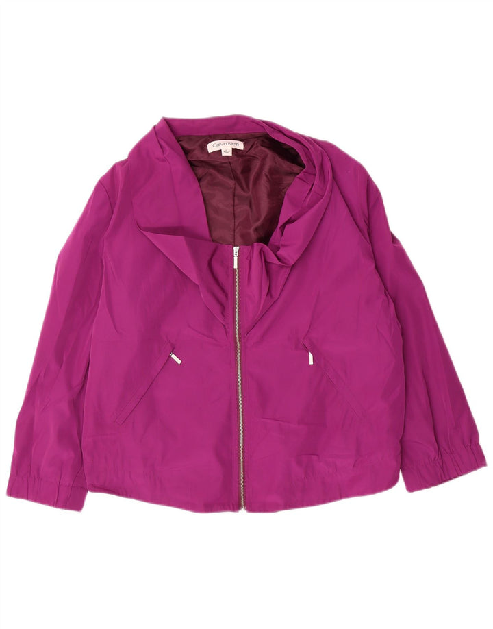 Calvin Klein Damen 3/4-Ärmel Bomberjacke UK 16 Large Lila Polyester