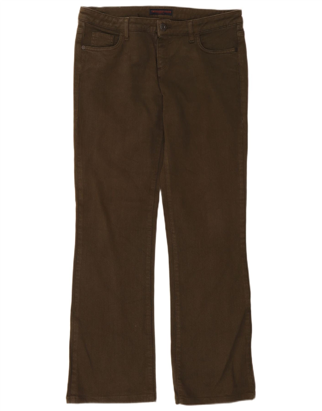 Trussardi Damen Bootcut Jeans W31 L31 Khaki Baumwolle