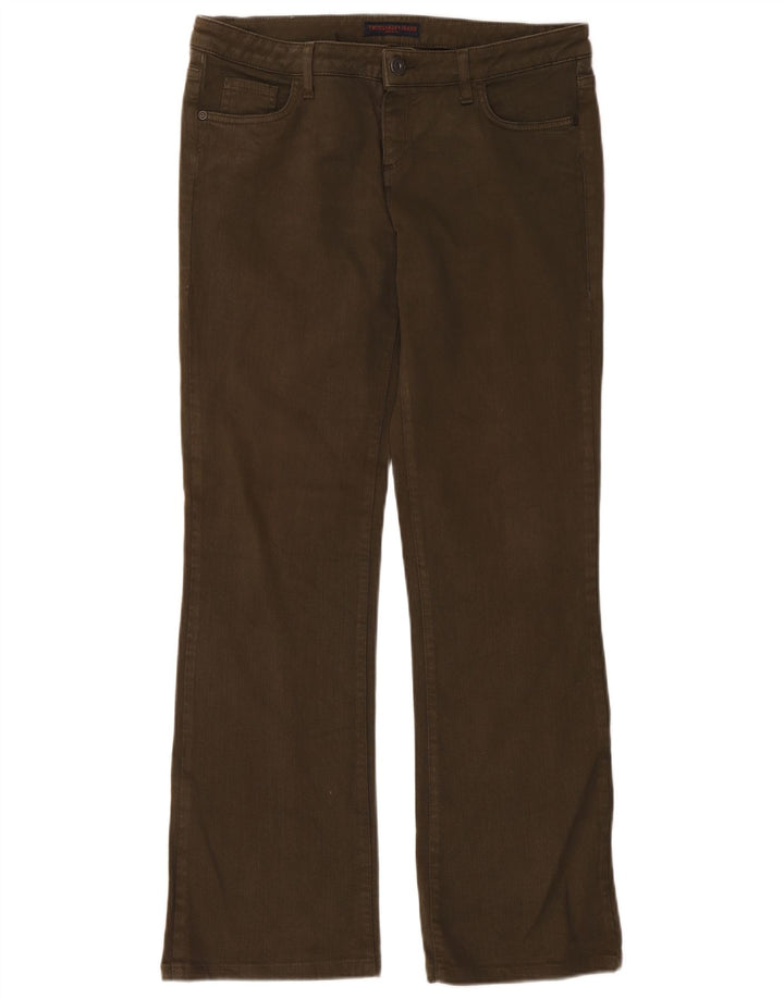 Trussardi Damen Bootcut Jeans W31 L31 Khaki Baumwolle