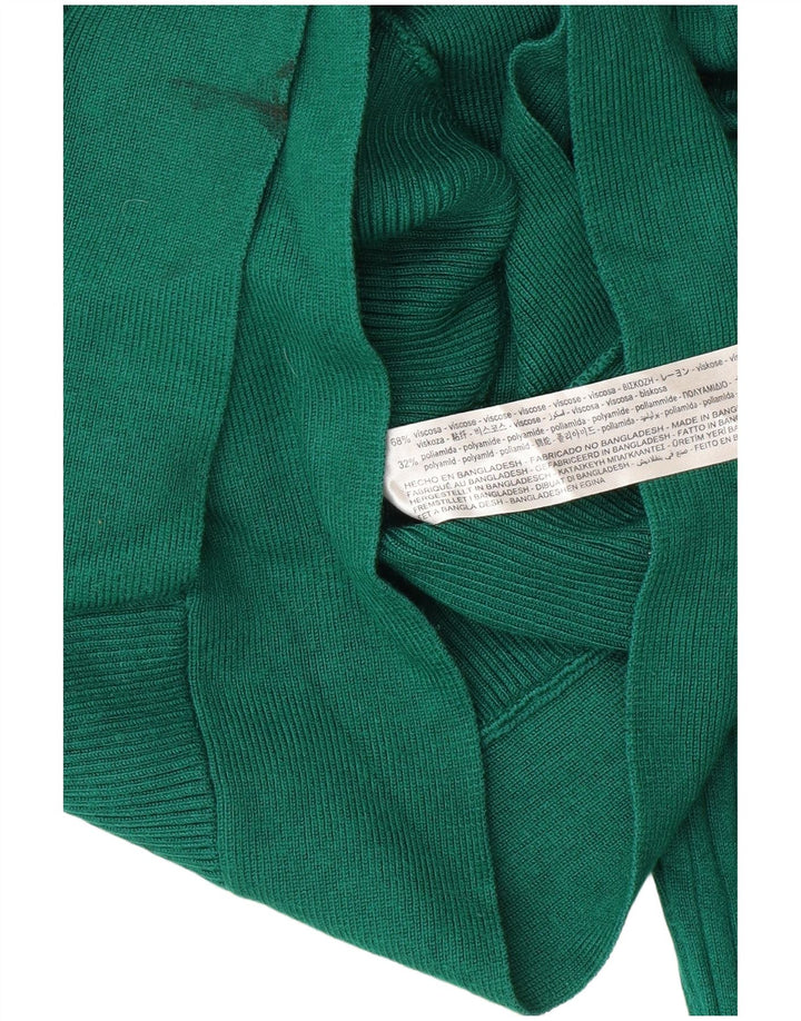 Zara Damen Crop Top Langarm UK 12 Mittelgrüne Viskose