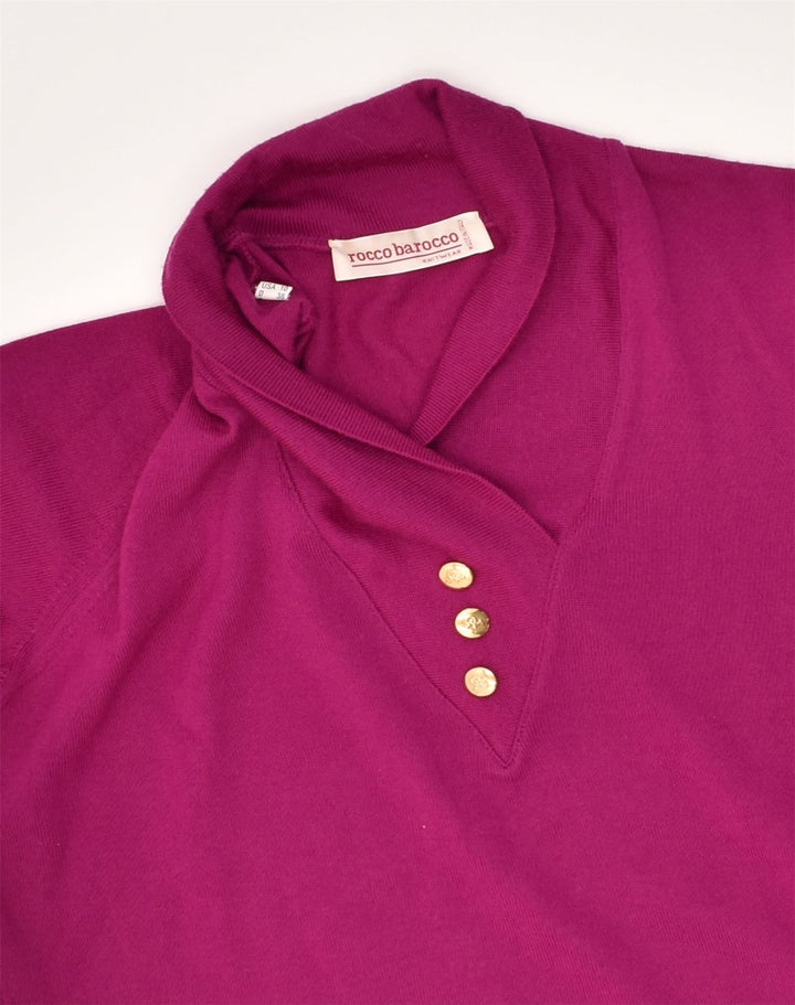 ROCCOBAROCCO Womens Shawl Neck Jumper Sweater US 10 Large Burgundy Wool | Vintage Roccobarocco | Thrift | Second-Hand Roccobarocco | Used Clothing | Messina Hembry 