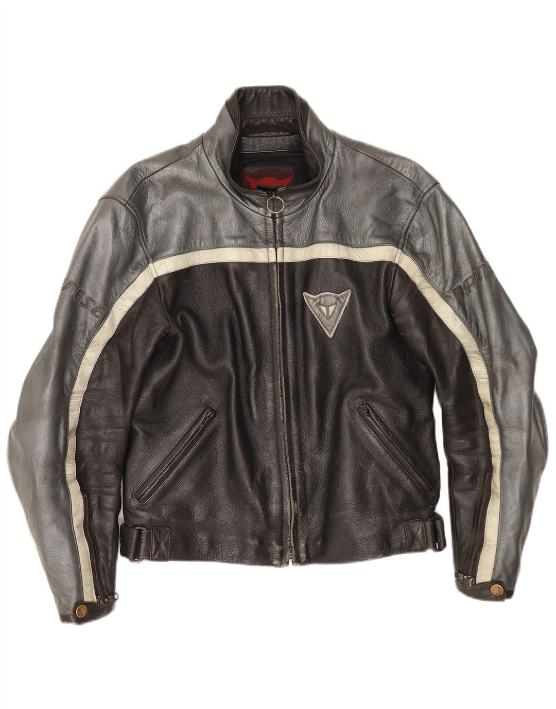 Dainese Herren Leder Racer Jacke EU 46 2XS Schwarz Colourblock