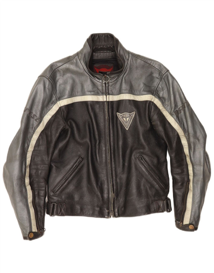 Dainese Herren Leder Racer Jacke EU 46 2XS Schwarz Colourblock