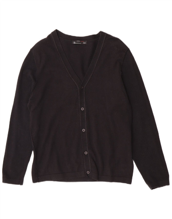 Zara Herren-Strickjacke, groß, aus schwarzer Baumwolle
