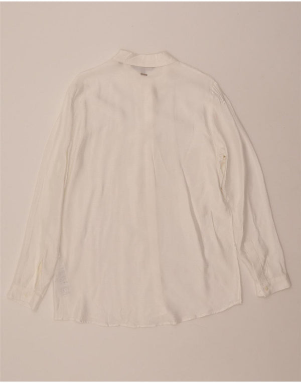 ARMANI EXCHANGE Damenhemd UK 16 Große weiße Nadelstreifen-Viskose